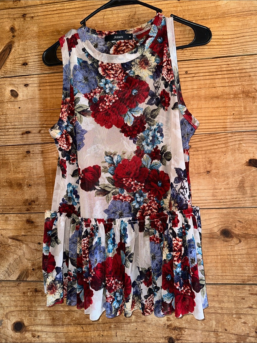 J. Roberts Floral Sheer Peblum Tank Top